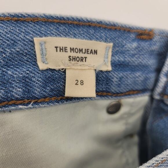 Madewell Light Wash Denim Cut Off Raw Hem Cotton The Mom Jean Shorts Size 28 - Picture 4 of 6